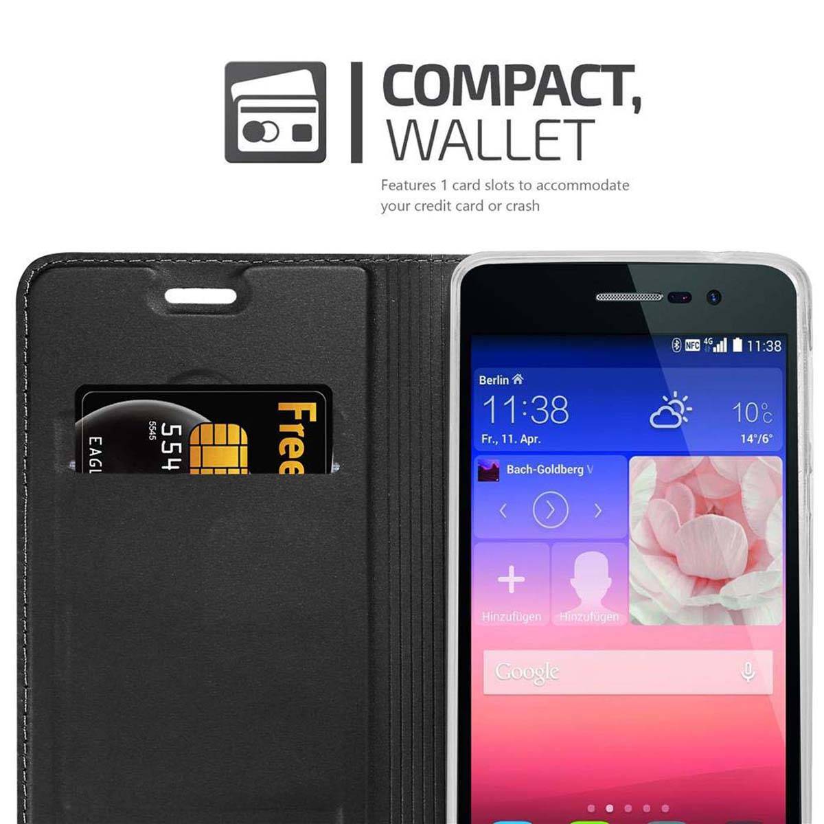 Cadorabo Handyhülle für Huawei ASCEND P7 Schutz Hülle in Schwarz Cover Etui Book Case Booklet