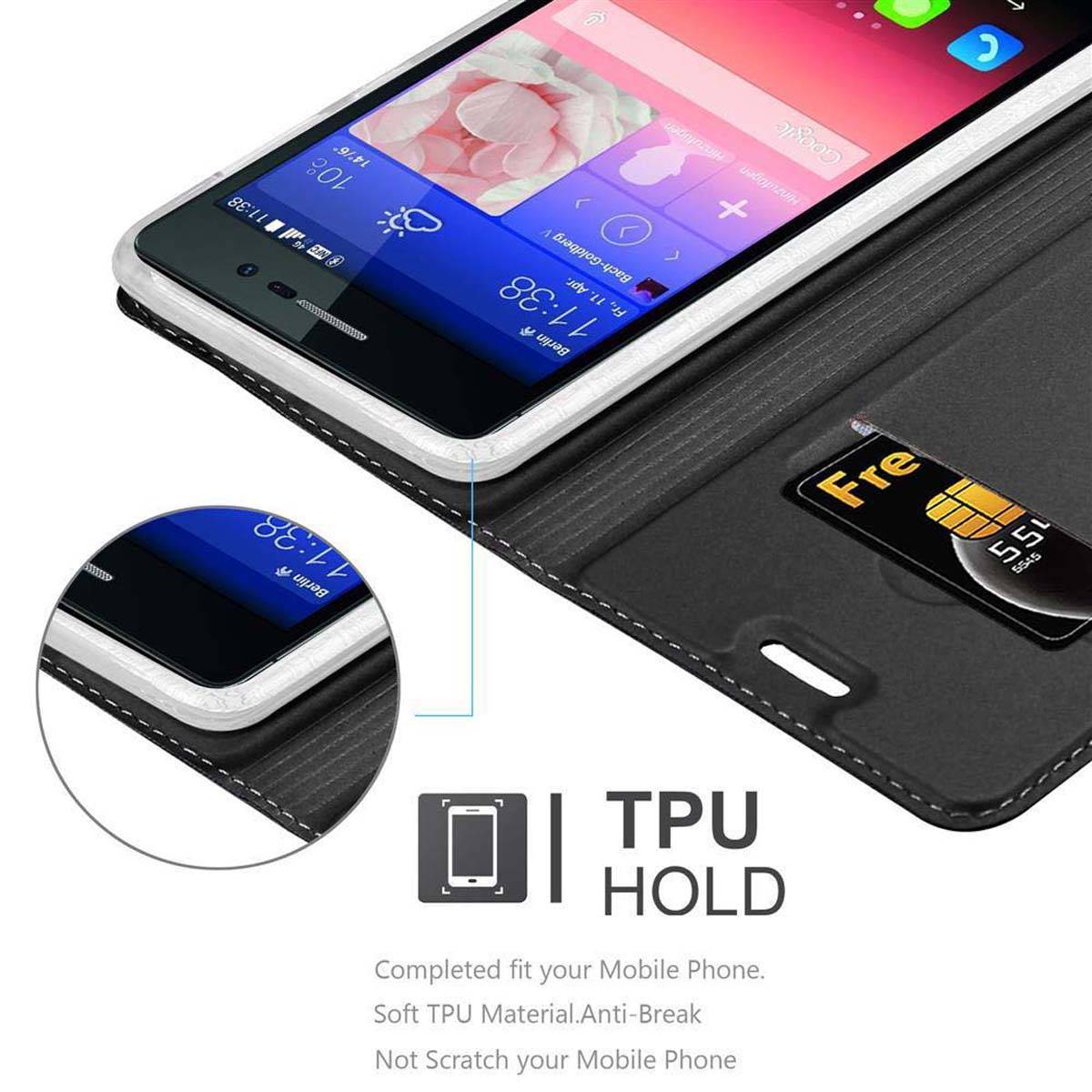 Cadorabo Handyhülle für Huawei ASCEND P7 Schutz Hülle in Schwarz Cover Etui Book Case Booklet