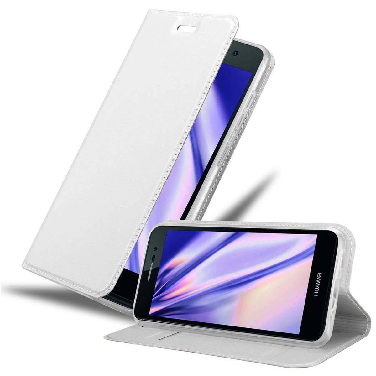 Cadorabo Handyhülle für Huawei ASCEND P7 Schutz Hülle in Silber Cover Etui Book Case Booklet