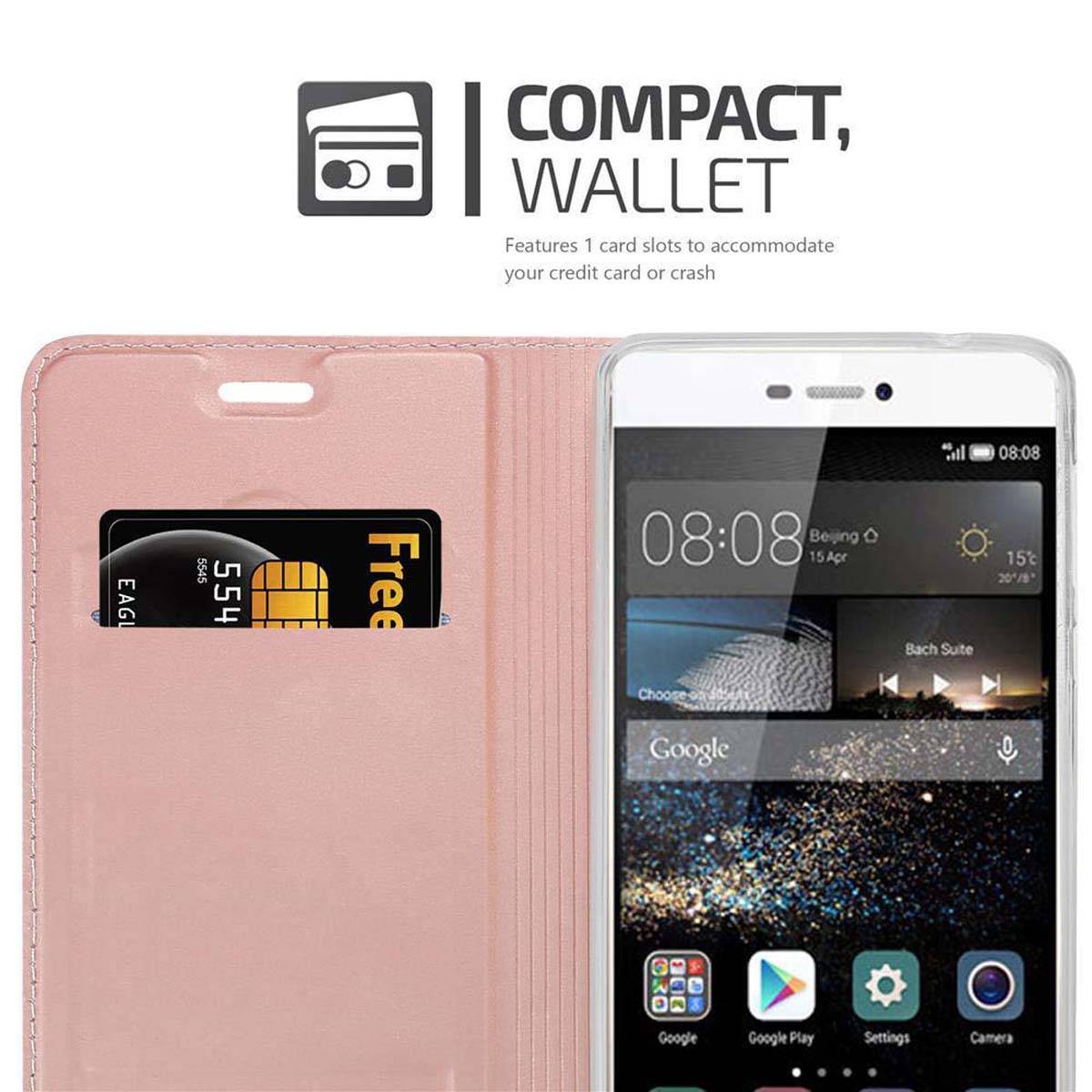 Cadorabo Handyhülle für Huawei P8 Schutz Hülle in Rosa Cover Etui Book Case Booklet