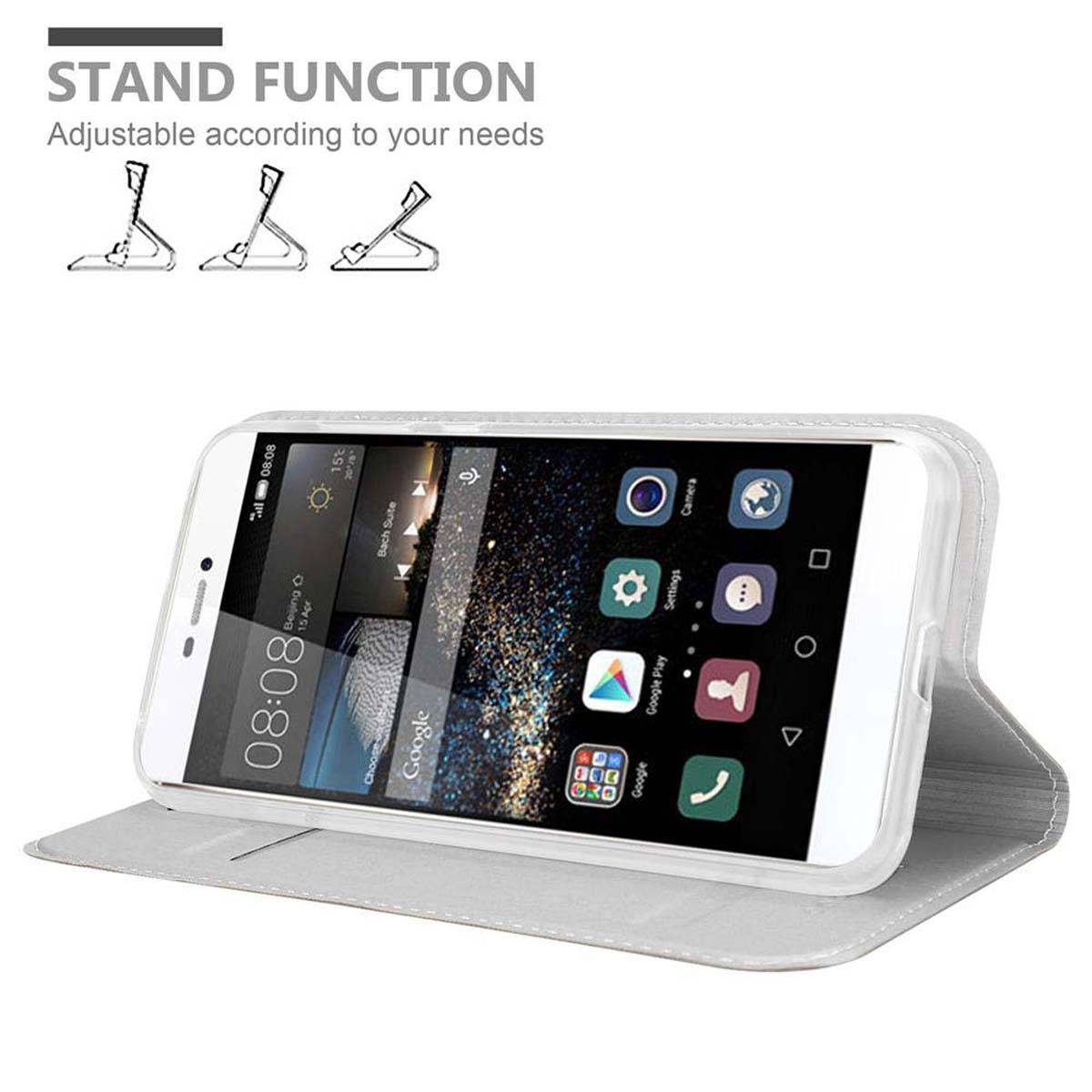 Cadorabo Handyhülle für Huawei P8 Schutz Hülle in Silber Cover Etui Book Case Booklet