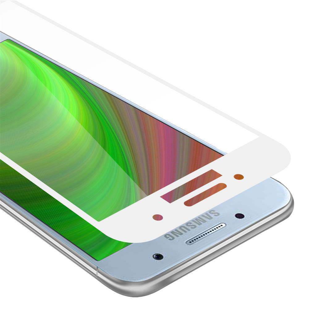 Cadorabo Panzerfolie für Samsung Galaxy A7 2017 Schutzfolie in Weiß Vollbild Folie Tempered Display Schutzglas