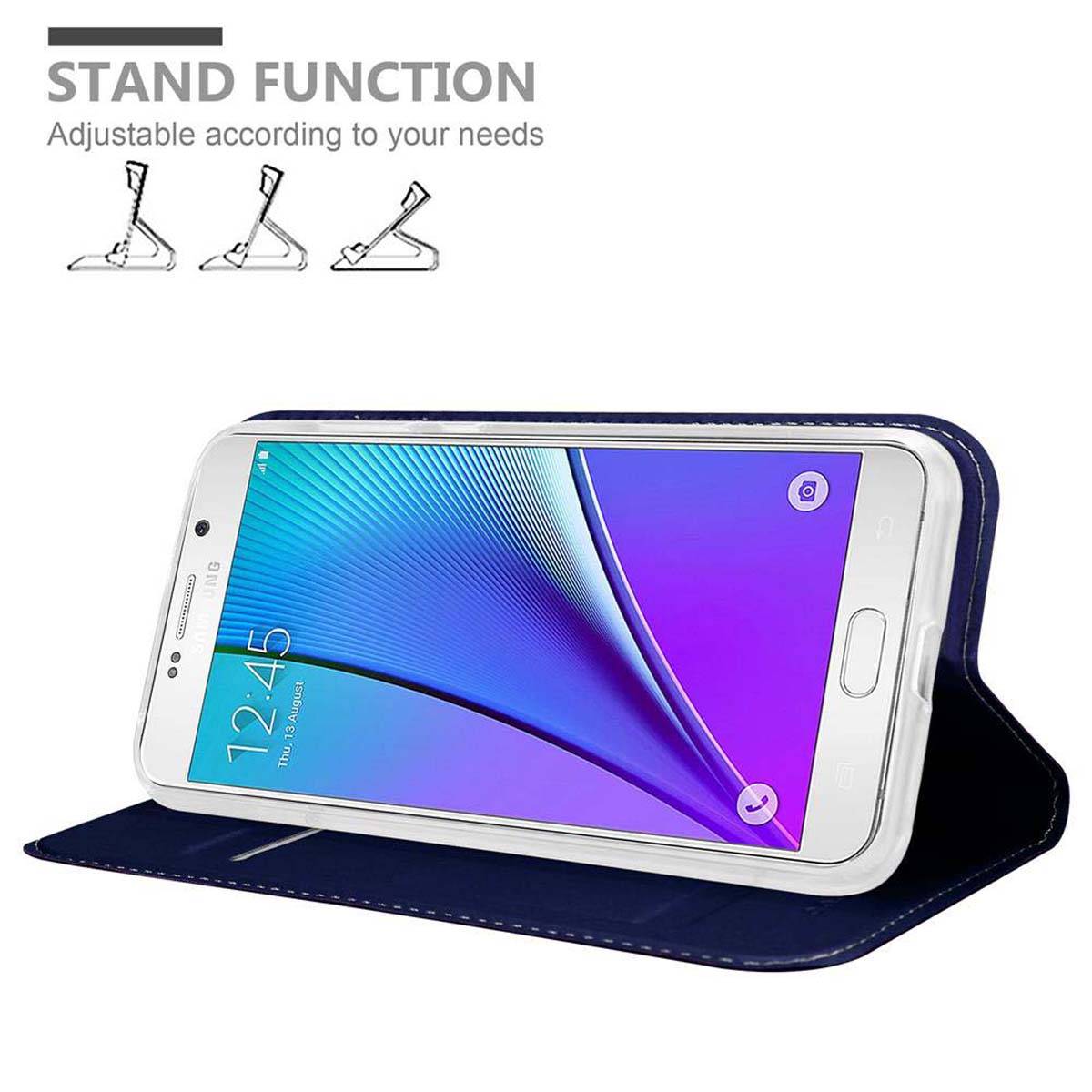 Cadorabo Handyhülle für Samsung Galaxy NOTE 5 Schutz Hülle in Blau Cover Etui Book Case Booklet