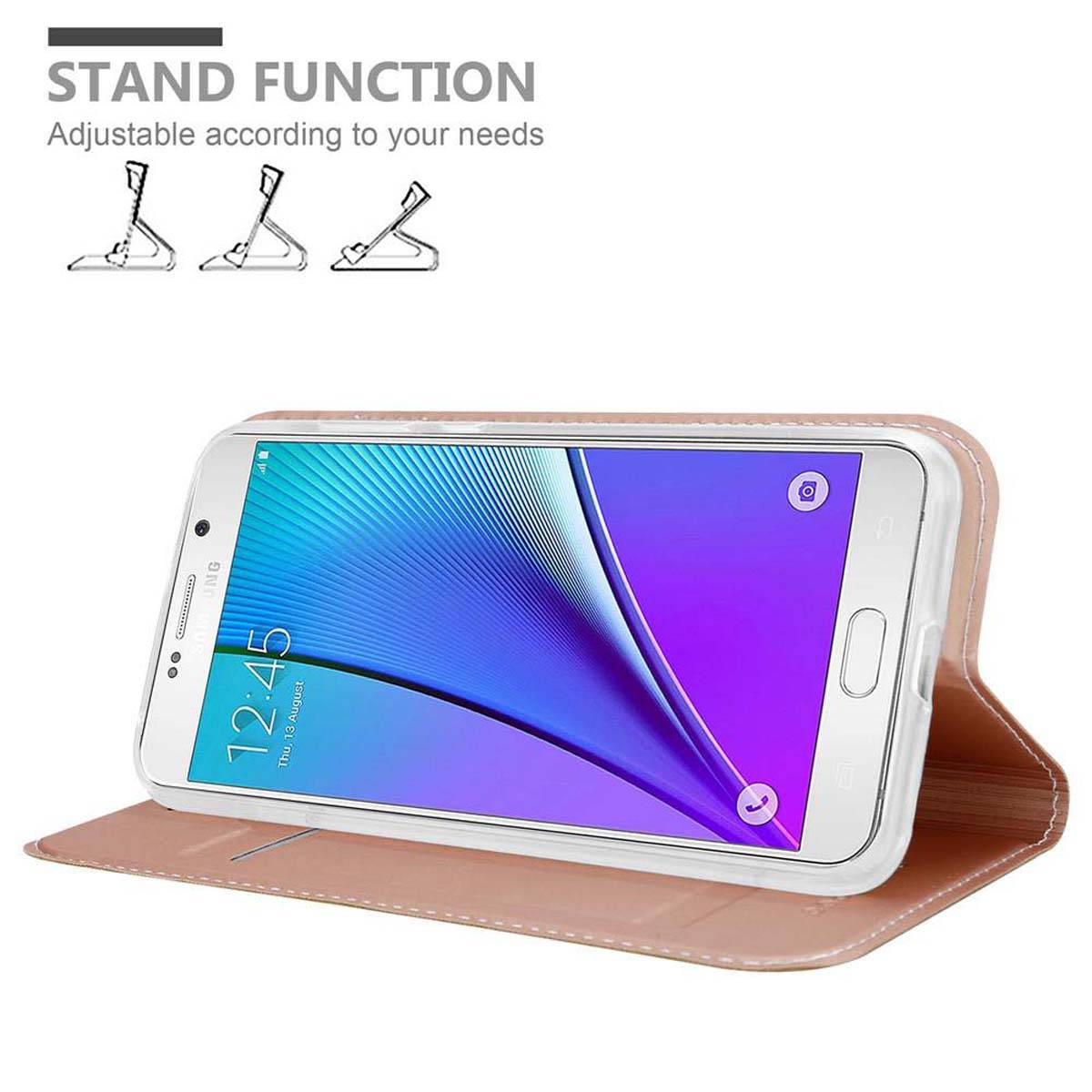Cadorabo Handyhülle für Samsung Galaxy NOTE 5 Schutz Hülle in Rosa Cover Etui Book Case Booklet