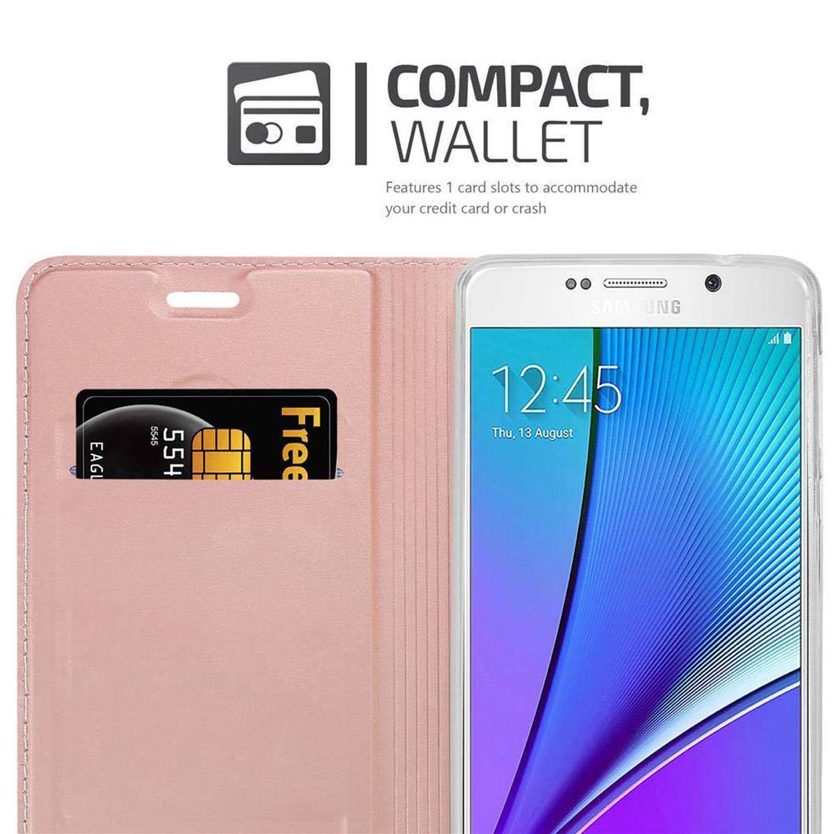Cadorabo Handyhülle für Samsung Galaxy NOTE 5 Schutz Hülle in Rosa Cover Etui Book Case Booklet