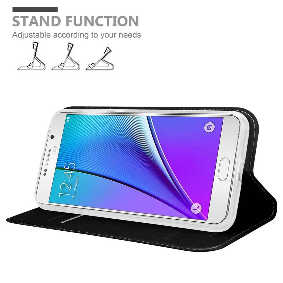Cadorabo Handyhülle für Samsung Galaxy NOTE 5 Schutz Hülle in Schwarz Cover Etui Book Case Booklet