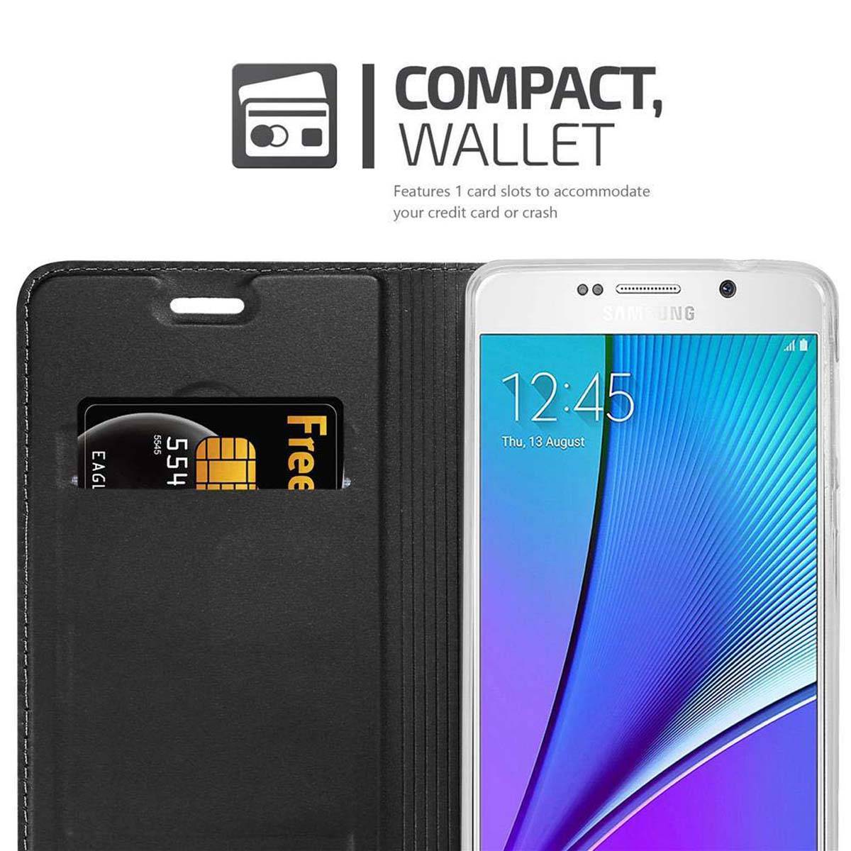 Cadorabo Handyhülle für Samsung Galaxy NOTE 5 Schutz Hülle in Schwarz Cover Etui Book Case Booklet