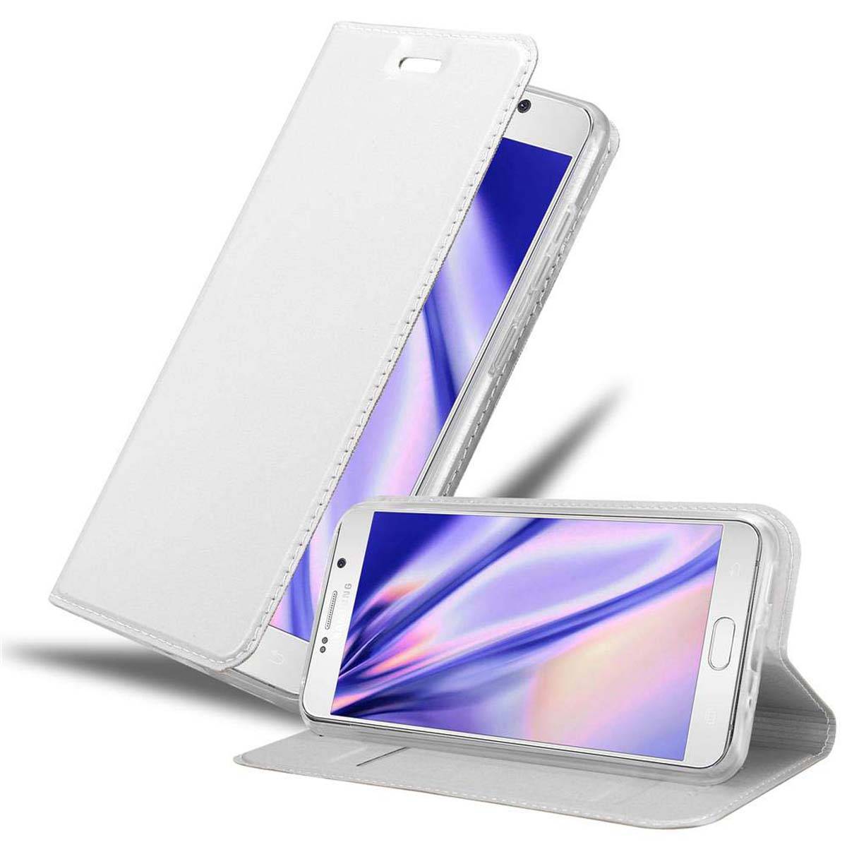Cadorabo Handyhülle für Samsung Galaxy NOTE 5 Schutz Hülle in Silber Cover Etui Book Case Booklet