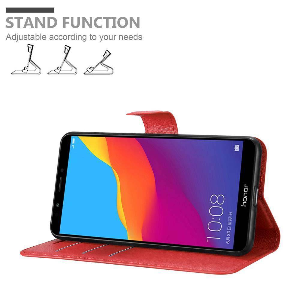 Cadorabo Hülle für Honor 7C / Huawei Y7 2018 Schutz Hülle in Rot Handyhülle Etui Case Cover Magnetverschluss