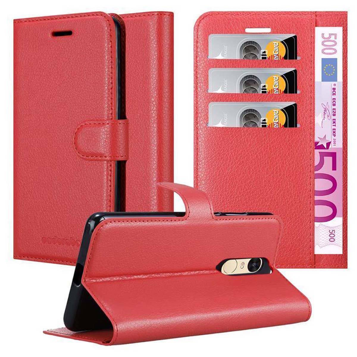 Cadorabo Hülle für Xiaomi RedMi PRO Schutz Hülle in Rot Handyhülle Etui Case Cover Magnetverschluss