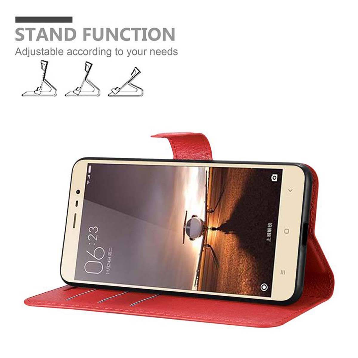 Cadorabo Hülle für Xiaomi RedMi PRO Schutz Hülle in Rot Handyhülle Etui Case Cover Magnetverschluss