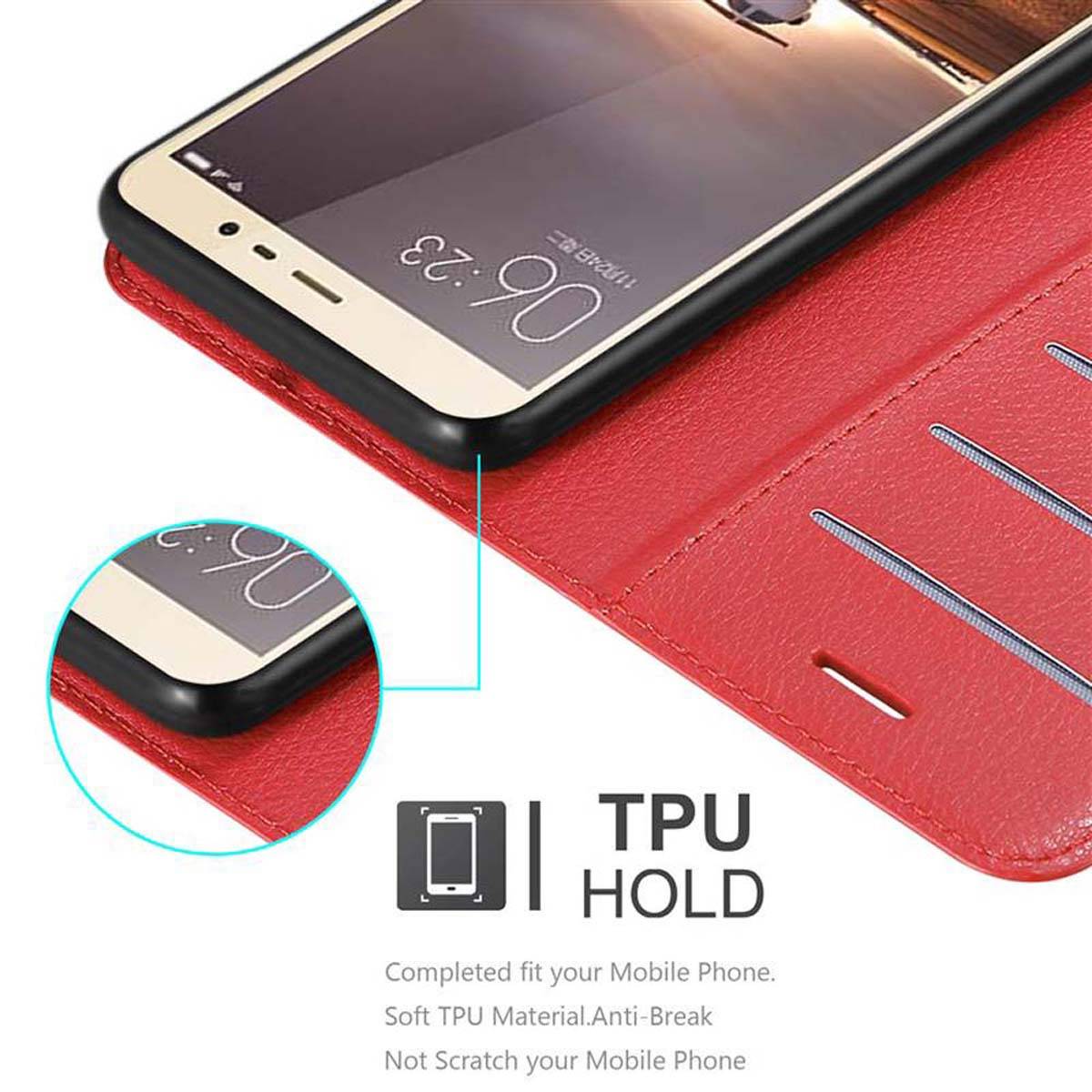 Cadorabo Hülle für Xiaomi RedMi PRO Schutz Hülle in Rot Handyhülle Etui Case Cover Magnetverschluss
