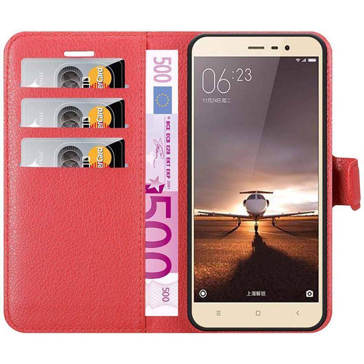 Cadorabo Hülle für Xiaomi RedMi PRO Schutz Hülle in Rot Handyhülle Etui Case Cover Magnetverschluss