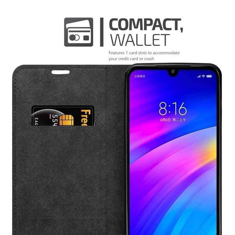 Cadorabo Hülle für Xiaomi RedMi 7 Schutz Hülle in Schwarz Handyhülle Etui Case Cover Magnetverschluss