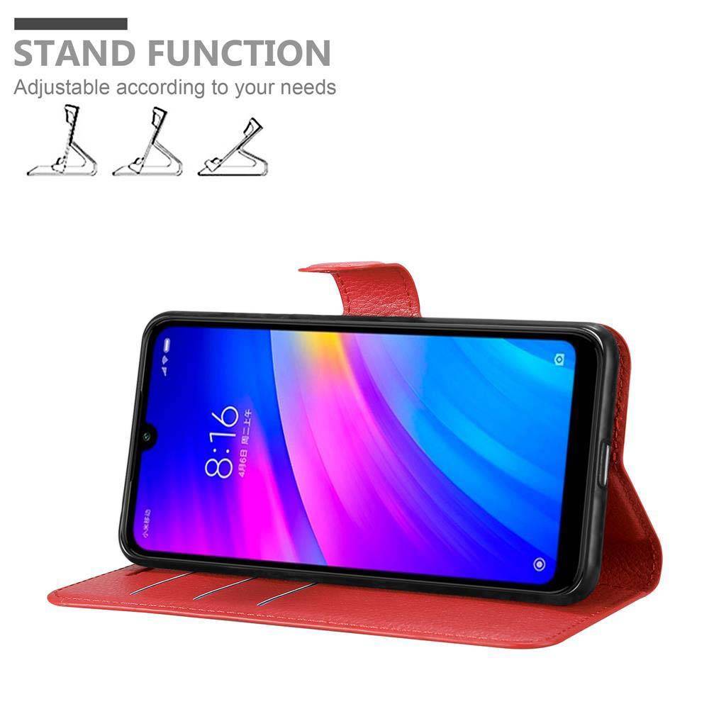 Cadorabo Hülle für Xiaomi RedMi 7 Schutz Hülle in Rot Handyhülle Etui Case Cover Magnetverschluss