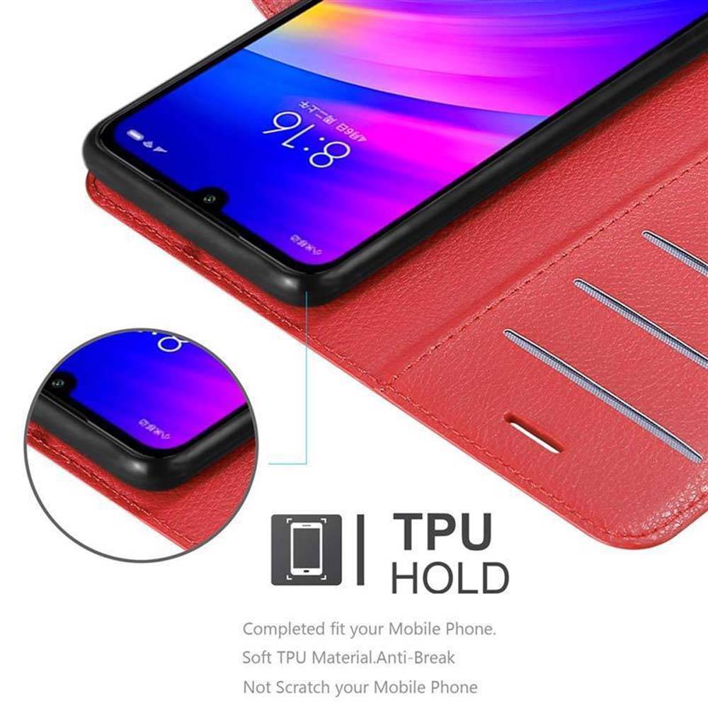 Cadorabo Hülle für Xiaomi RedMi 7 Schutz Hülle in Rot Handyhülle Etui Case Cover Magnetverschluss