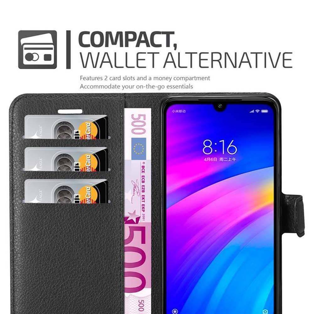 Cadorabo Hülle für Xiaomi RedMi 7 Schutz Hülle in Schwarz Handyhülle Etui Case Cover Magnetverschluss