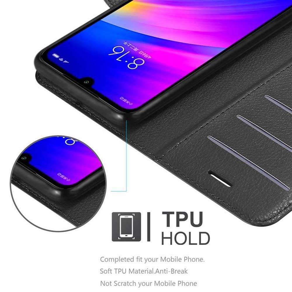 Cadorabo Hülle für Xiaomi RedMi 7 Schutz Hülle in Schwarz Handyhülle Etui Case Cover Magnetverschluss