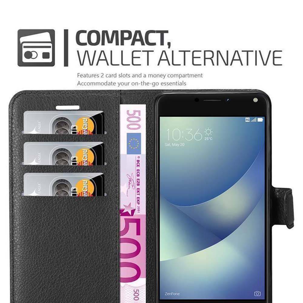 Cadorabo Hülle für Asus ZenFone 4 MAX (5.2 Zoll) Schutz Hülle in Schwarz Handyhülle Etui Case Cover Magnetverschluss