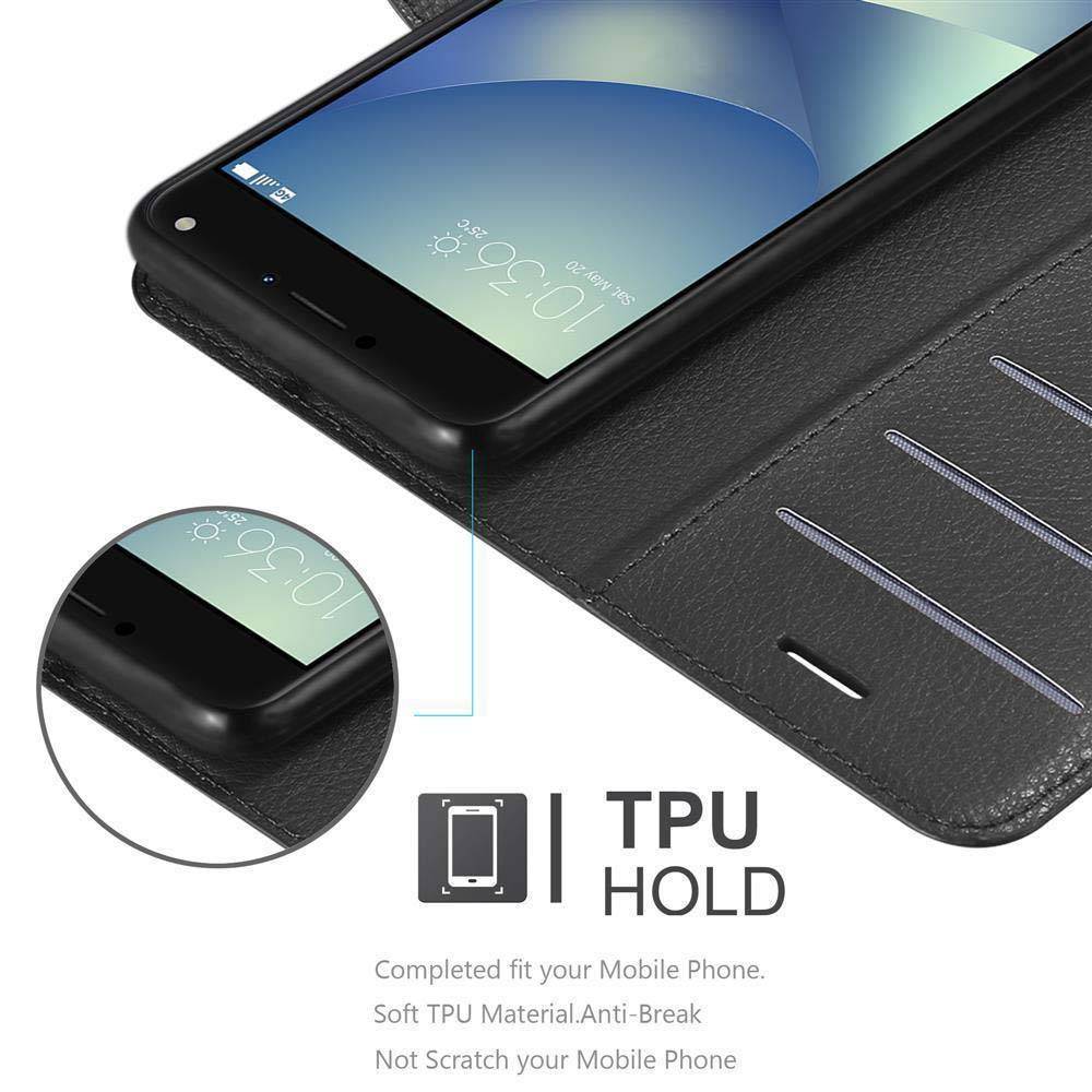 Cadorabo Hülle für Asus ZenFone 4 MAX (5.2 Zoll) Schutz Hülle in Schwarz Handyhülle Etui Case Cover Magnetverschluss