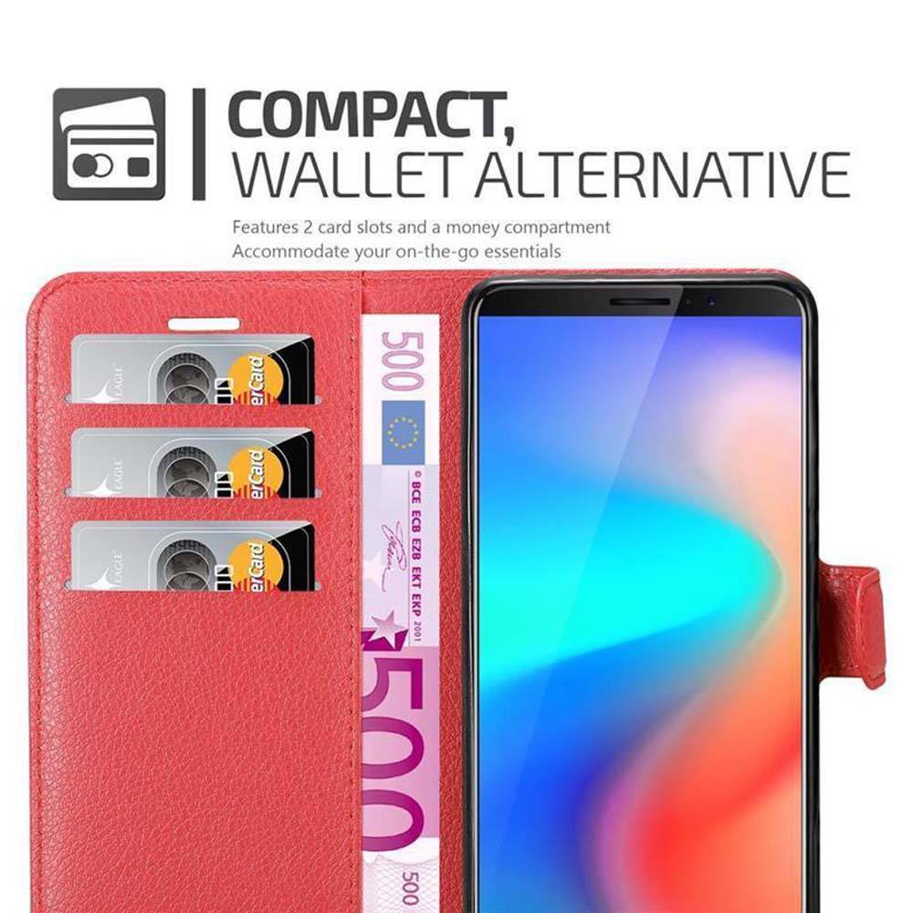 Cadorabo Hülle für Cubot J3 PRO Schutz Hülle in Rot Handyhülle Etui Case Cover Magnetverschluss
