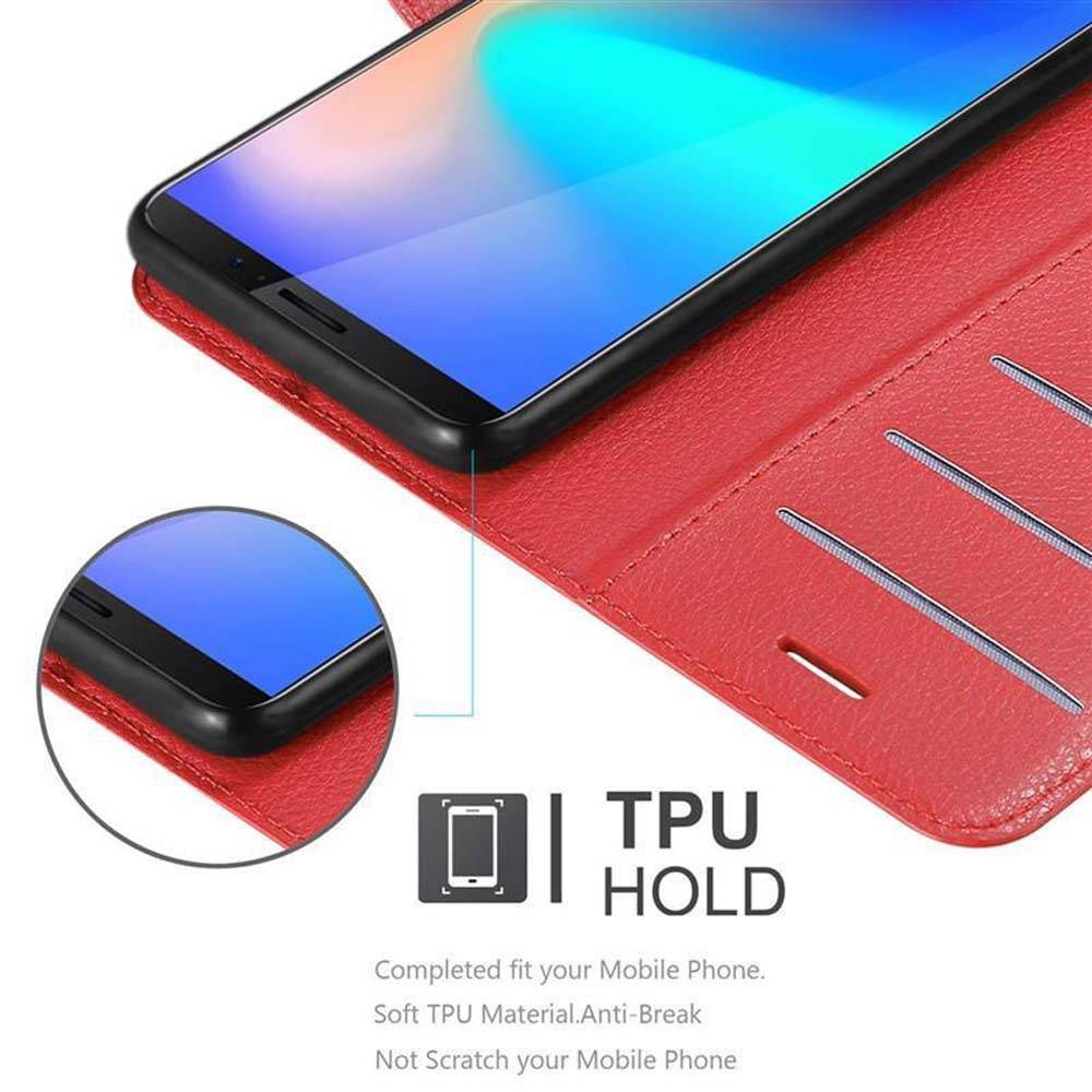 Cadorabo Hülle für Cubot J3 PRO Schutz Hülle in Rot Handyhülle Etui Case Cover Magnetverschluss