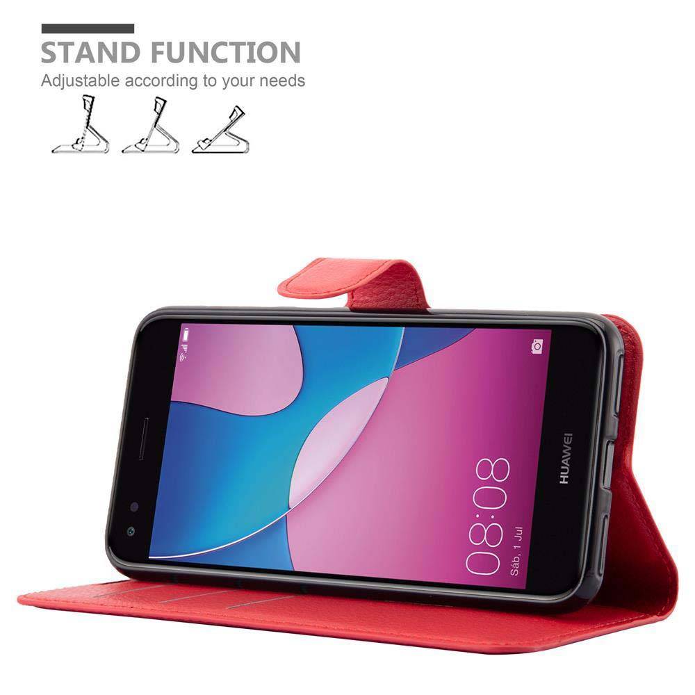 Cadorabo Hülle für Huawei Enjoy 7 Schutz Hülle in Rot Handyhülle Etui Case Cover Magnetverschluss