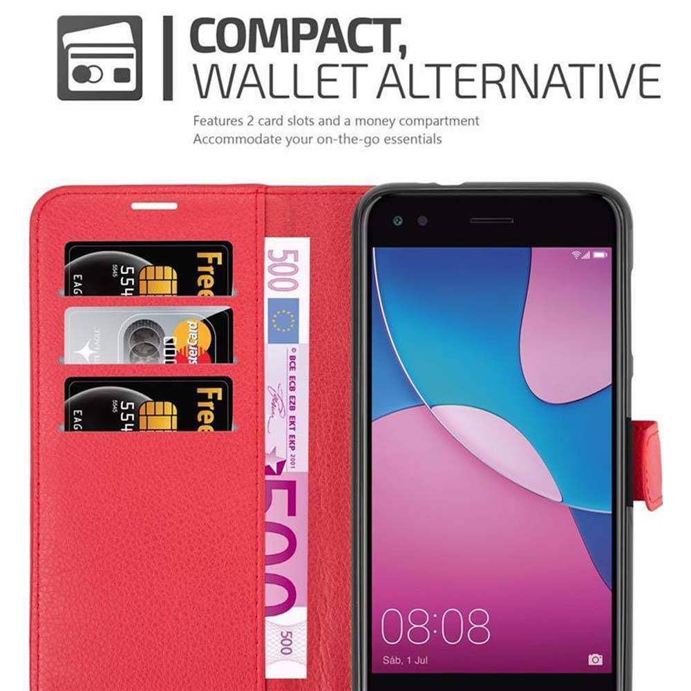 Cadorabo Hülle für Huawei Enjoy 7 Schutz Hülle in Rot Handyhülle Etui Case Cover Magnetverschluss