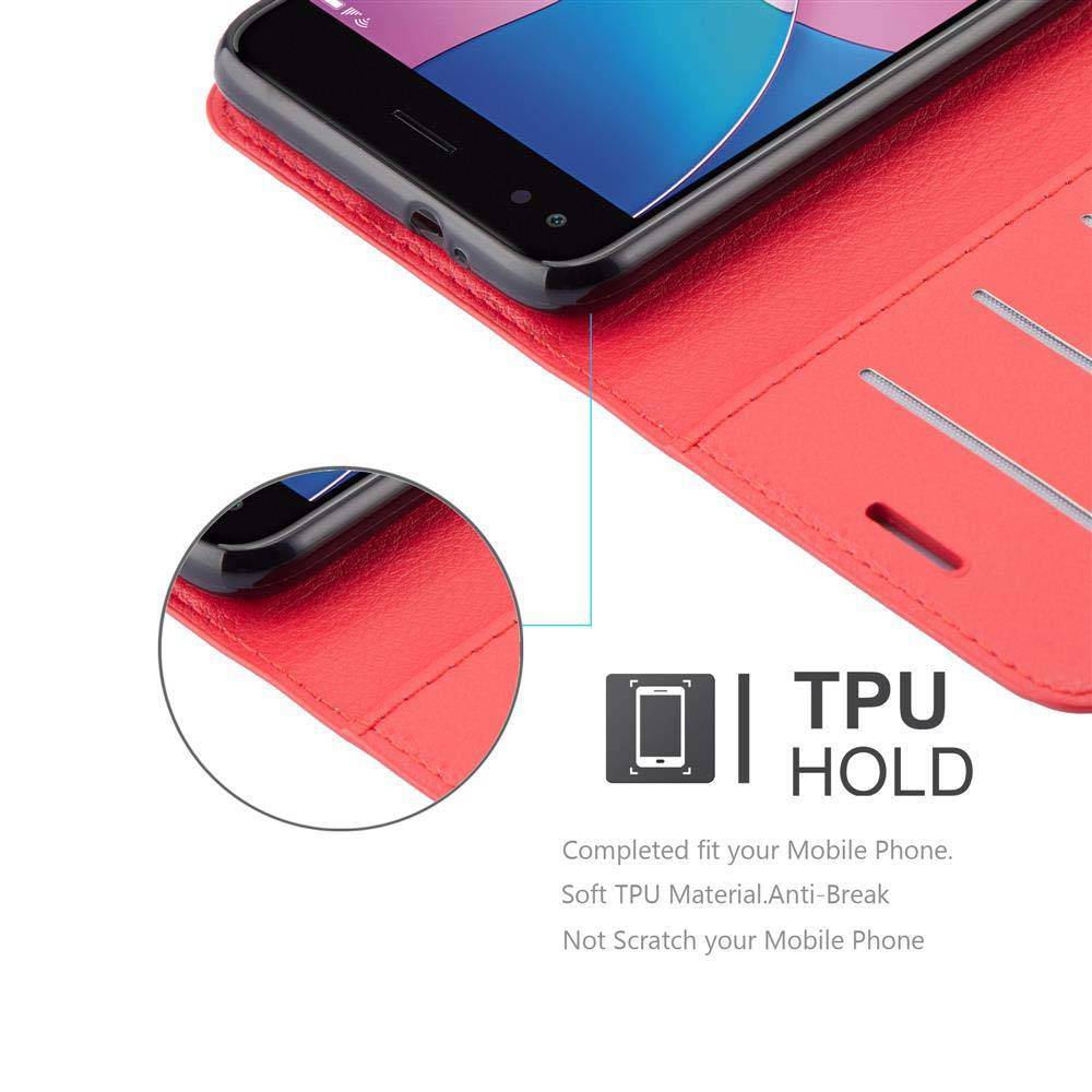 Cadorabo Hülle für Huawei Enjoy 7 Schutz Hülle in Rot Handyhülle Etui Case Cover Magnetverschluss