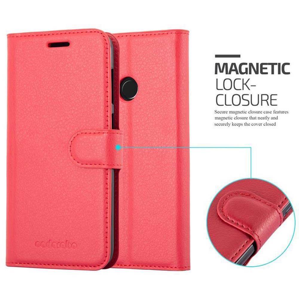 Cadorabo Hülle für Huawei Enjoy 7 Schutz Hülle in Rot Handyhülle Etui Case Cover Magnetverschluss