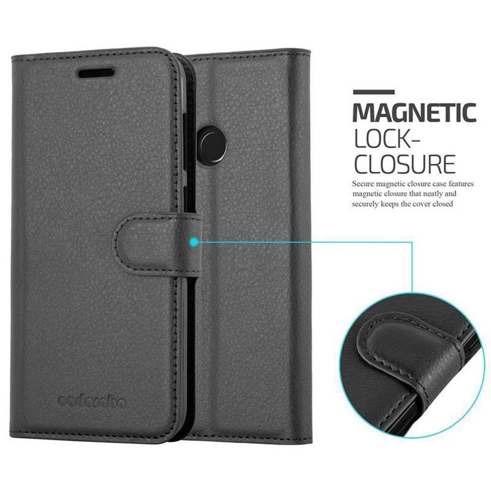Cadorabo Hülle für Huawei Enjoy 7 Schutz Hülle in Schwarz Handyhülle Etui Case Cover Magnetverschluss