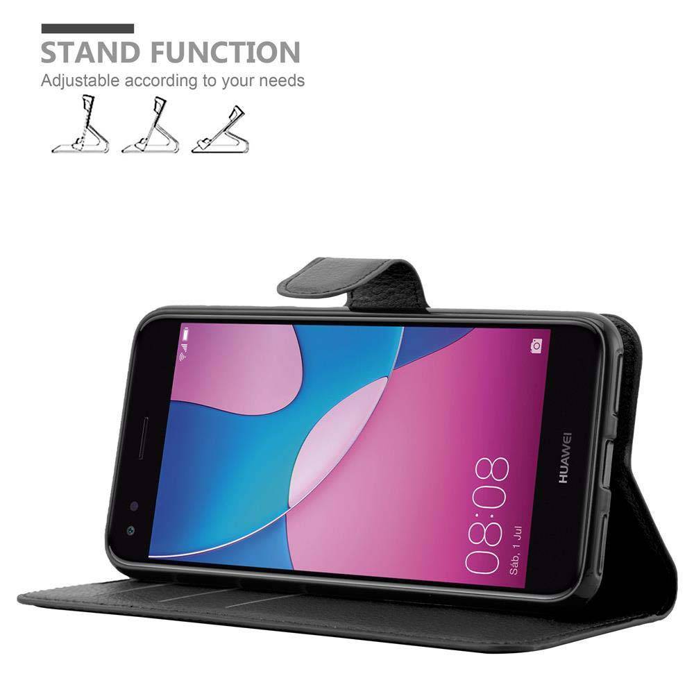 Cadorabo Hülle für Huawei Enjoy 7 Schutz Hülle in Schwarz Handyhülle Etui Case Cover Magnetverschluss