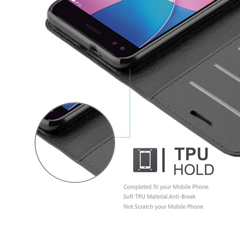 Cadorabo Hülle für Huawei Enjoy 7 Schutz Hülle in Schwarz Handyhülle Etui Case Cover Magnetverschluss