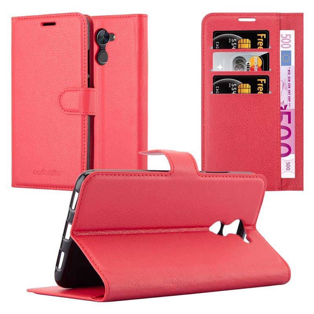 Cadorabo Hülle für Huawei Enjoy 7 PLUS Schutz Hülle in Rot Handyhülle Etui Case Cover Magnetverschluss