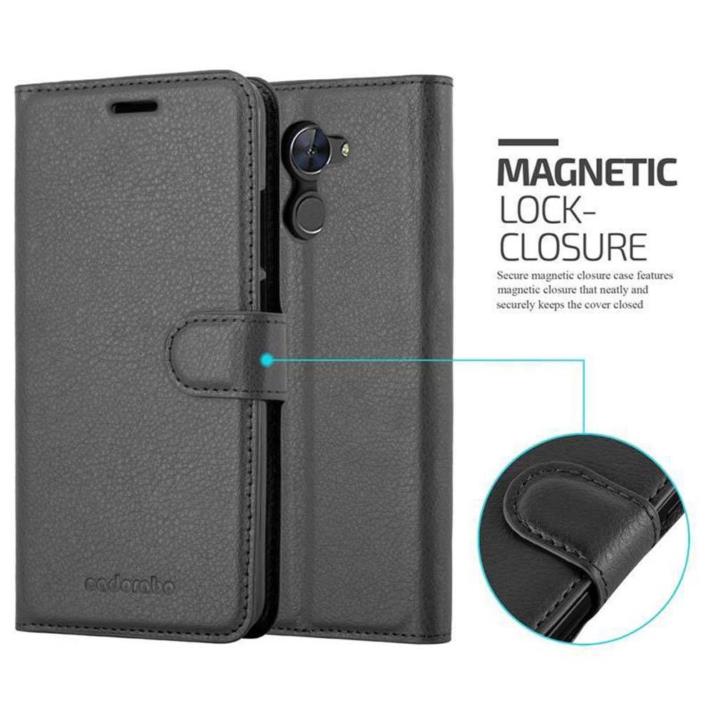 Cadorabo Hülle für Huawei Enjoy 7 PLUS Schutz Hülle in Schwarz Handyhülle Etui Case Cover Magnetverschluss