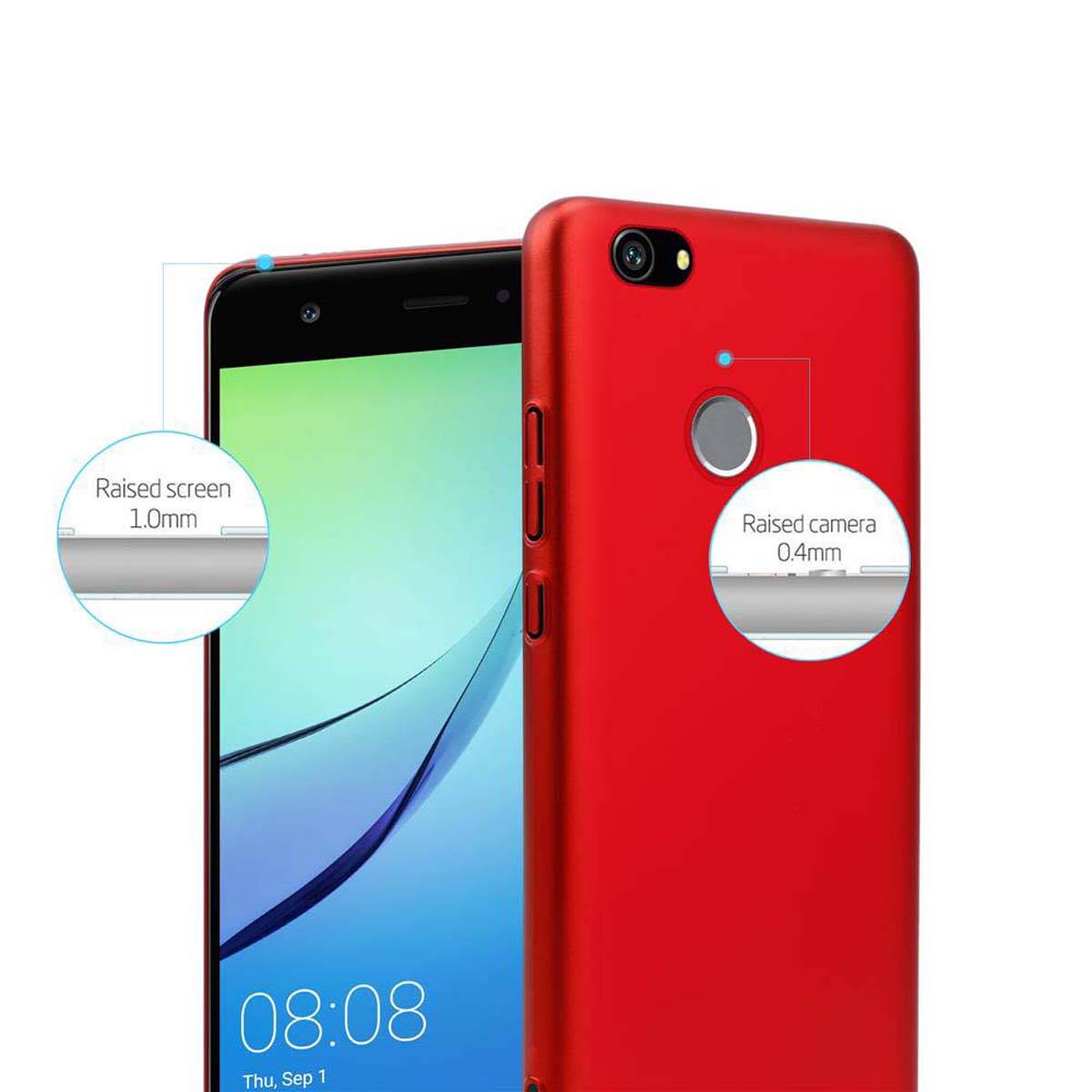 Cadorabo Hülle für Huawei NOVA Schutzhülle in Rot Hard Case Handy Hülle Etui