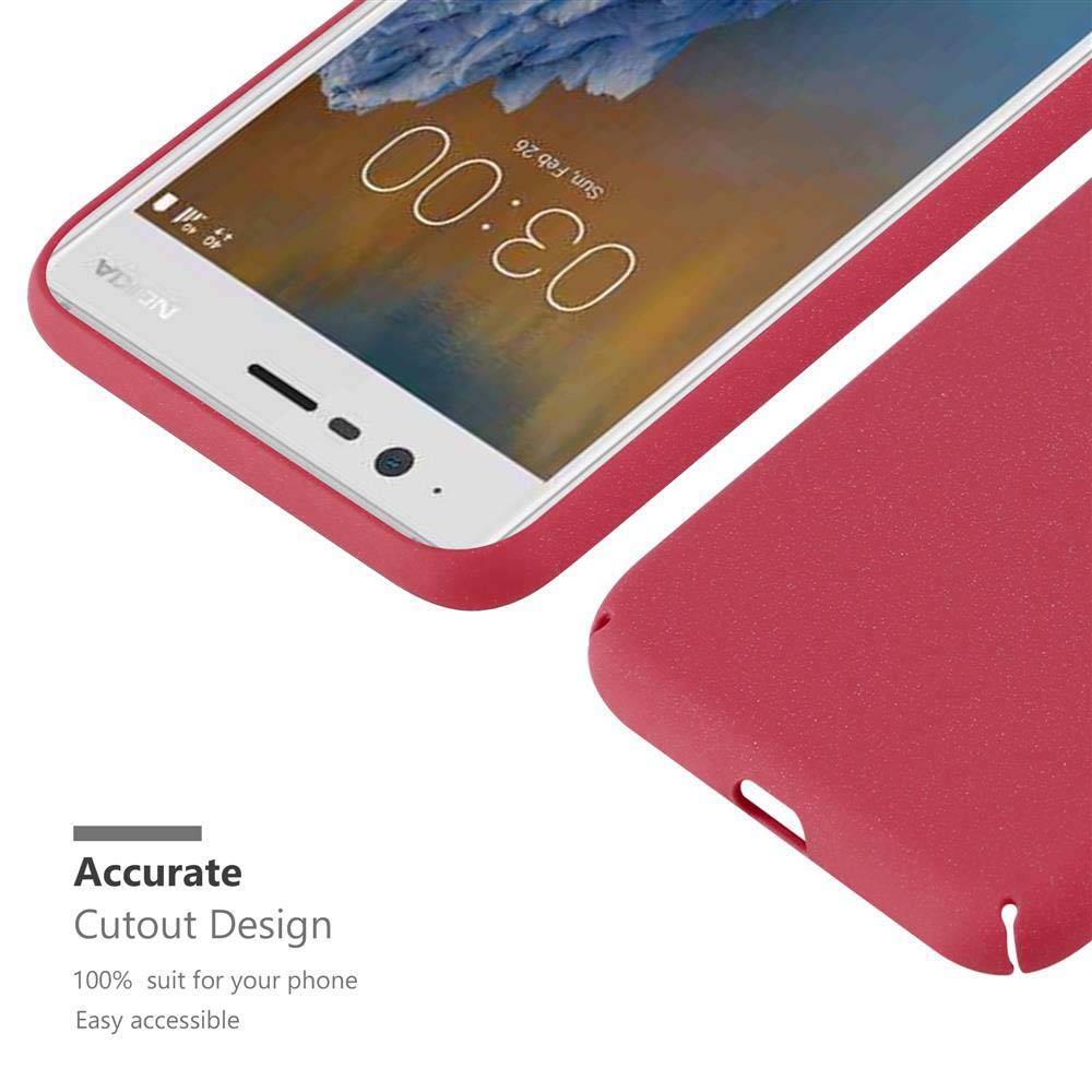 Cadorabo Schutzhülle für Nokia 3 2017 Hülle in Rot Etui Hard Case Handyhülle Cover