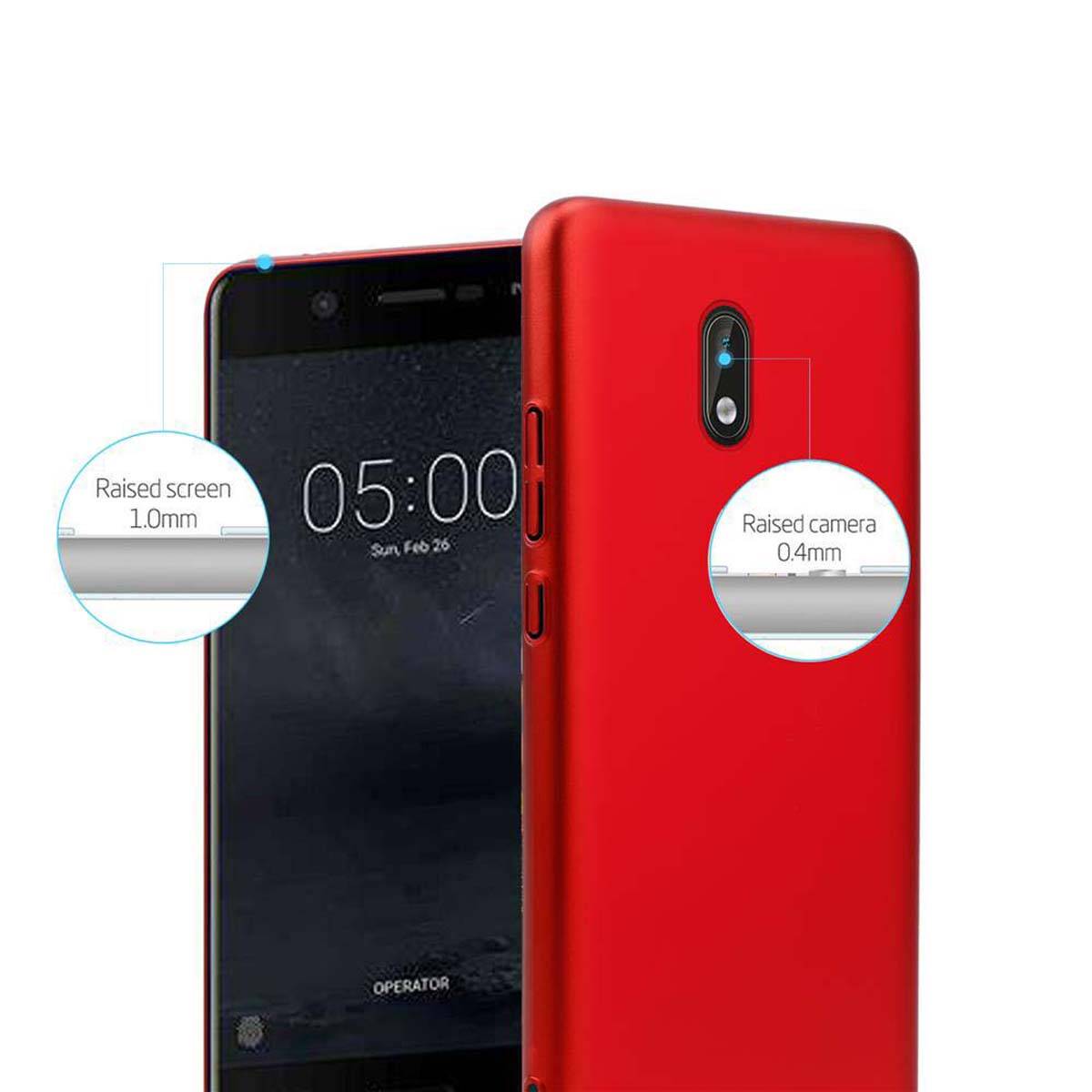 Cadorabo Hülle für Nokia 3 2017 Schutzhülle in Rot Hard Case Handy Hülle Etui