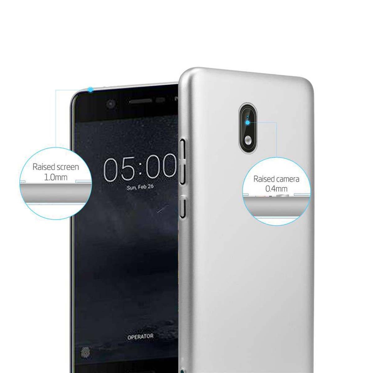 Cadorabo Hülle für Nokia 3 2017 Schutzhülle in Silber Hard Case Handy Hülle Etui