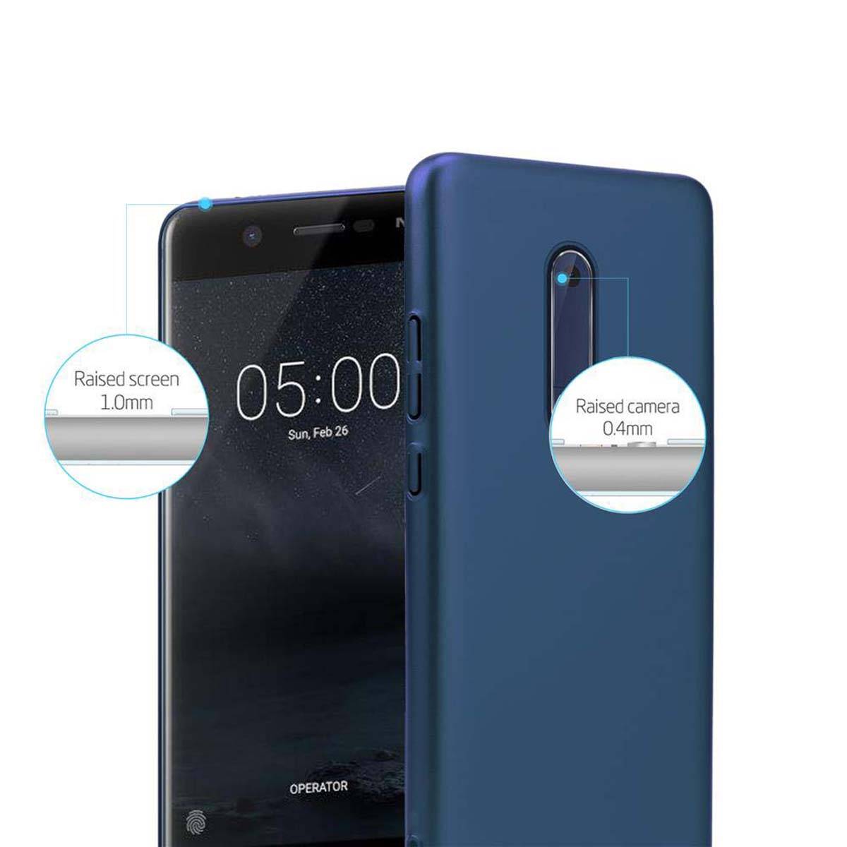 Cadorabo Hülle für Nokia 5 2017 Schutzhülle in Blau Hard Case Handy Hülle Etui