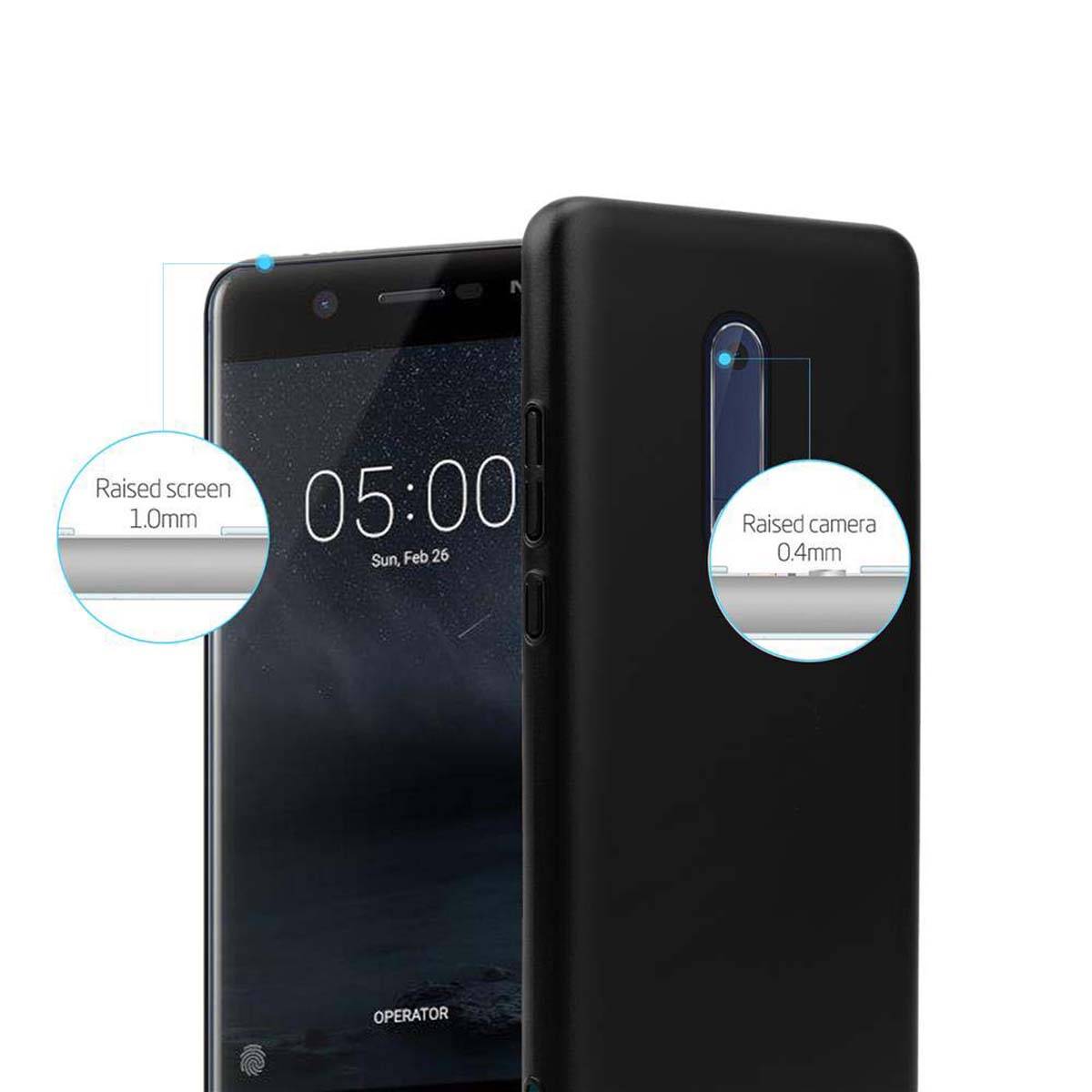 Cadorabo Hülle für Nokia 5 2017 Schutzhülle in Schwarz Hard Case Handy Hülle Etui