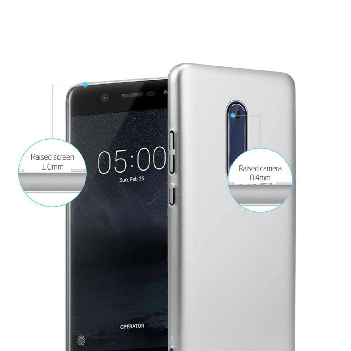 Cadorabo Hülle für Nokia 5 2017 Schutzhülle in Silber Hard Case Handy Hülle Etui