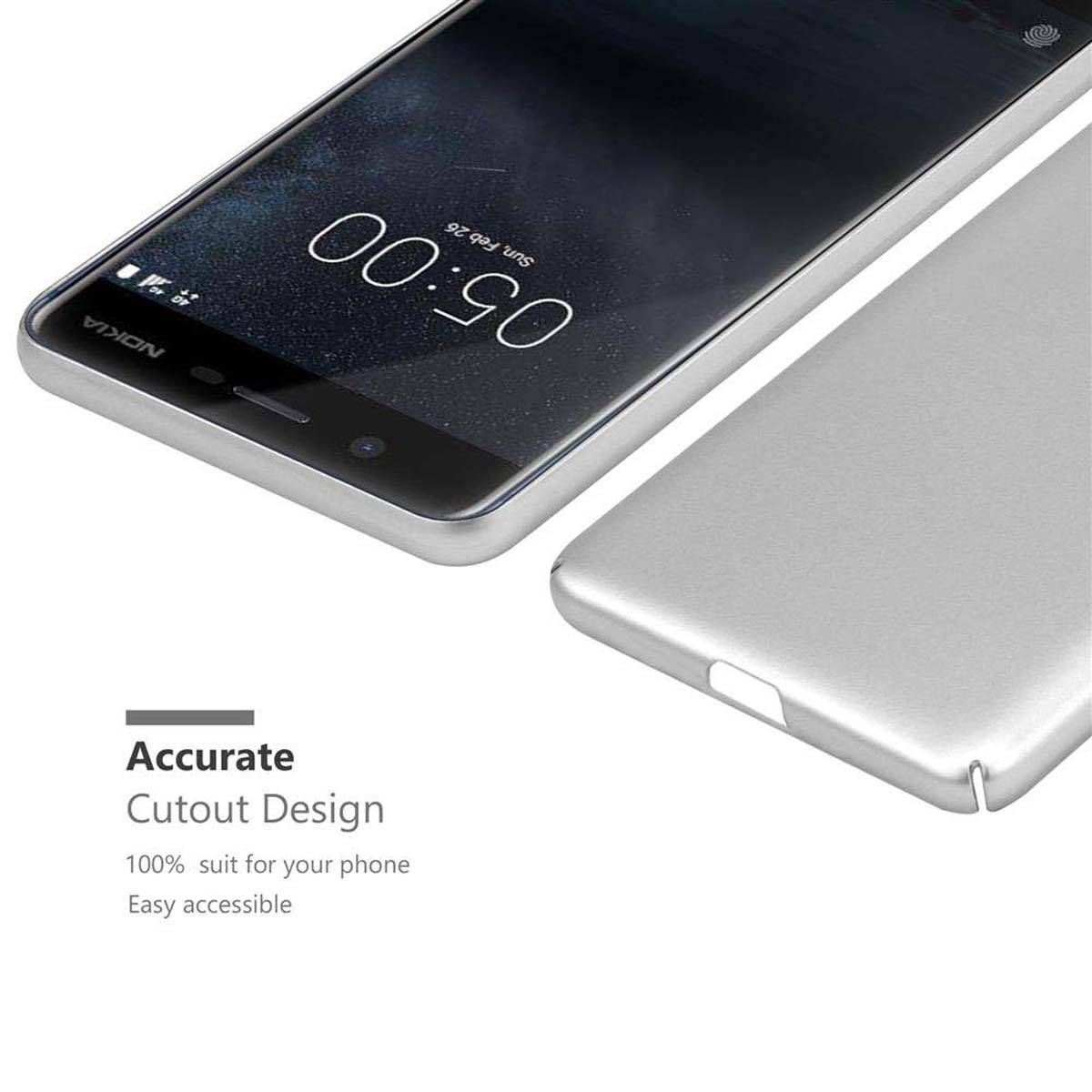 Cadorabo Hülle für Nokia 5 2017 Schutzhülle in Silber Hard Case Handy Hülle Etui