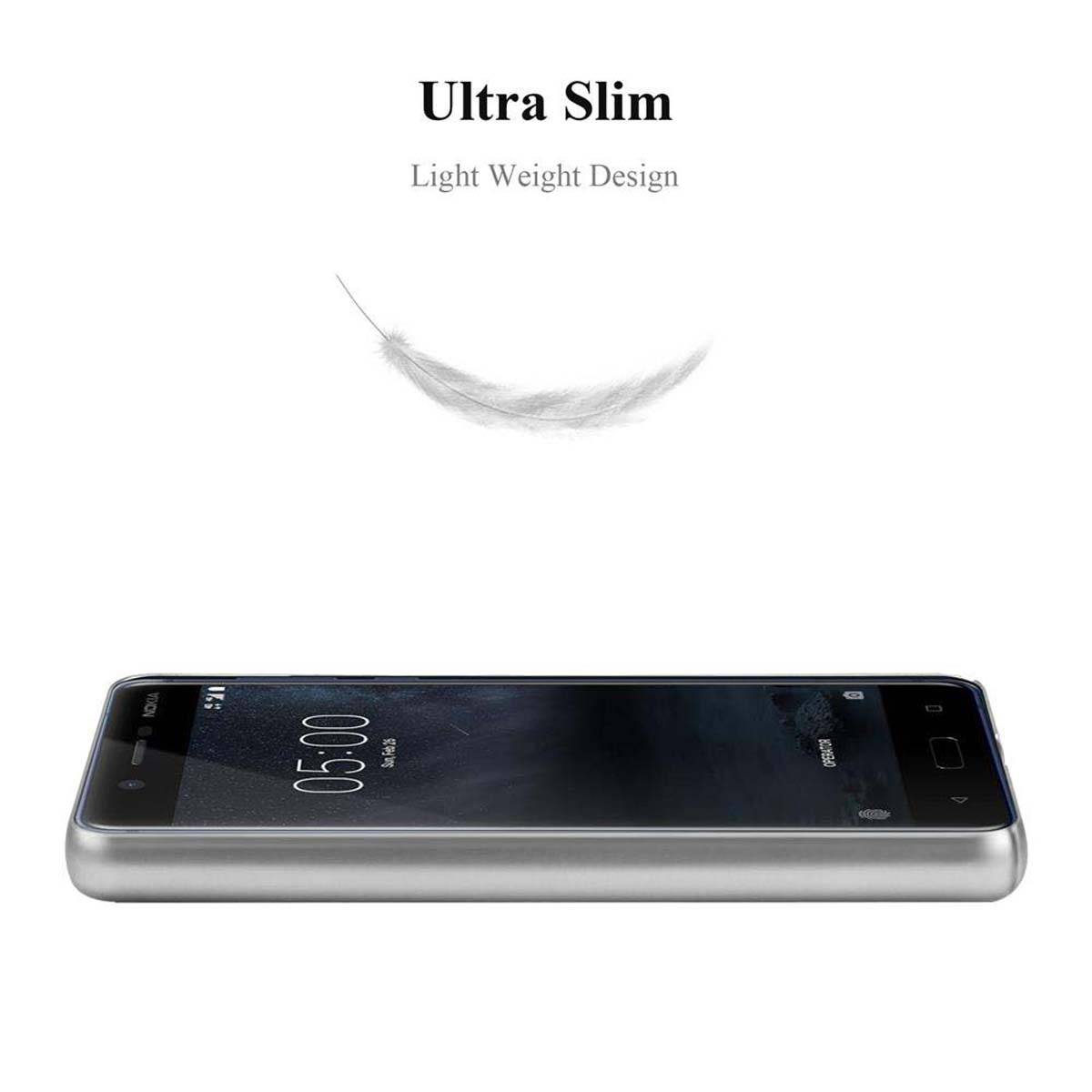 Cadorabo Hülle für Nokia 5 2017 Schutzhülle in Silber Hard Case Handy Hülle Etui