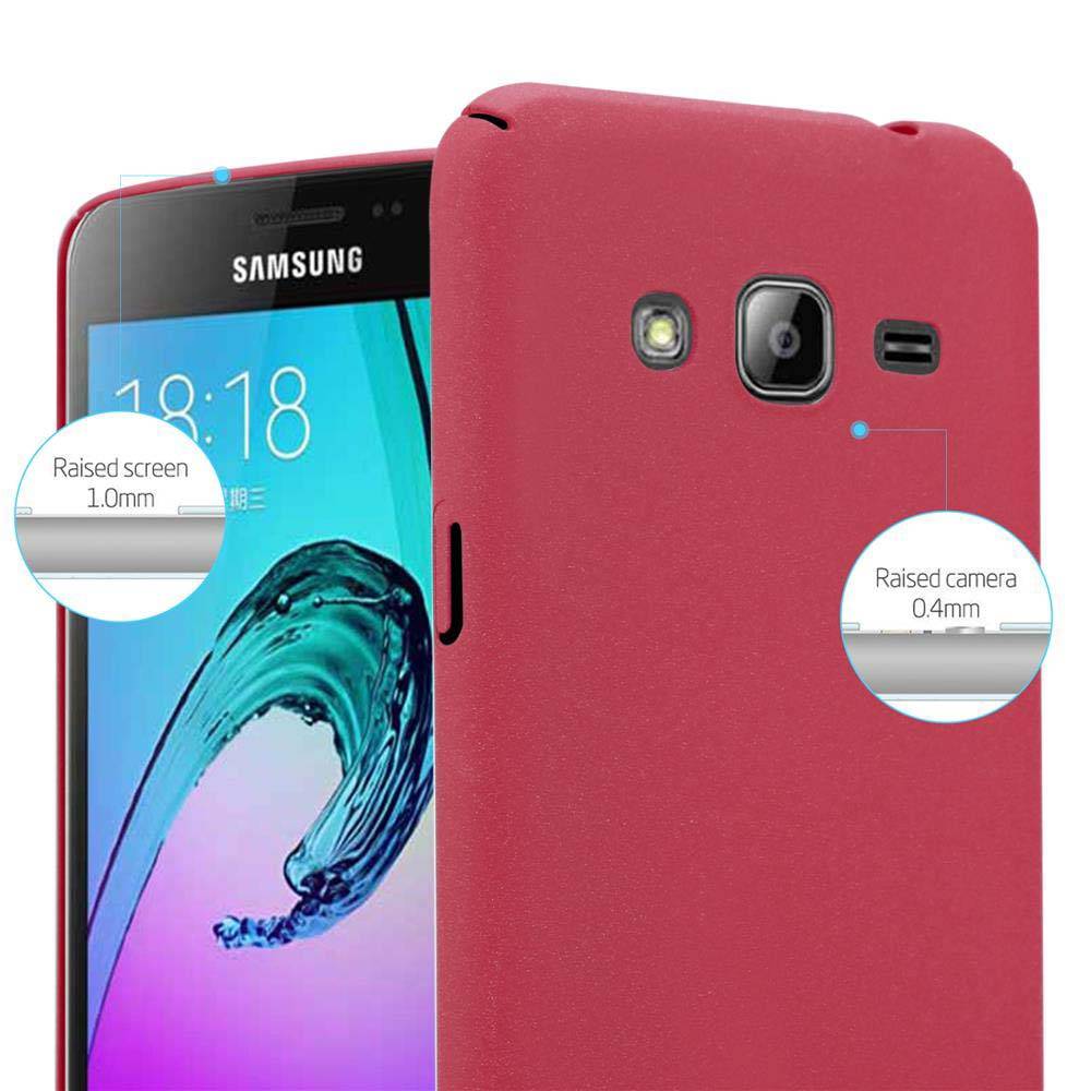Cadorabo Schutzhülle für Samsung Galaxy J3 2017 Hülle in Rot Etui Hard Case Handyhülle Cover