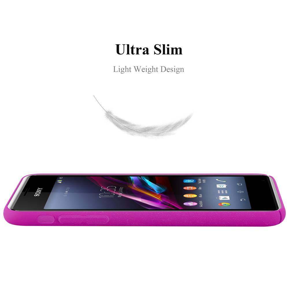 Cadorabo Schutzhülle für Sony Xperia E1 Hülle in Pink Etui Hard Case Handyhülle Cover