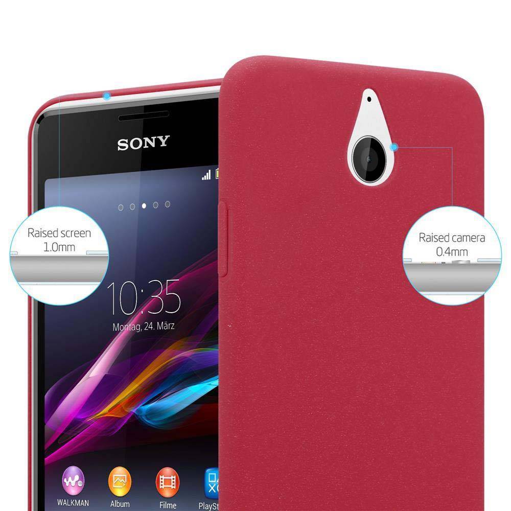 Cadorabo Schutzhülle für Sony Xperia E1 Hülle in Rot Etui Hard Case Handyhülle Cover