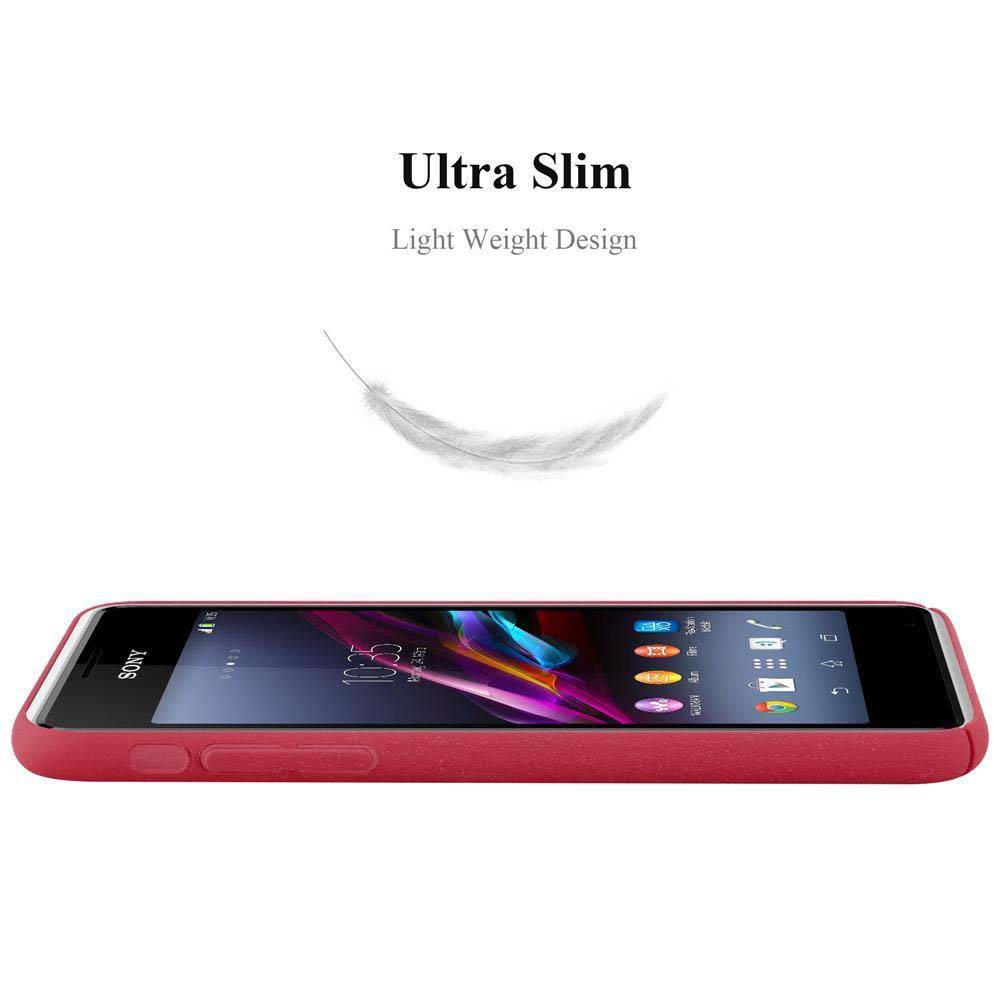 Cadorabo Schutzhülle für Sony Xperia E1 Hülle in Rot Etui Hard Case Handyhülle Cover