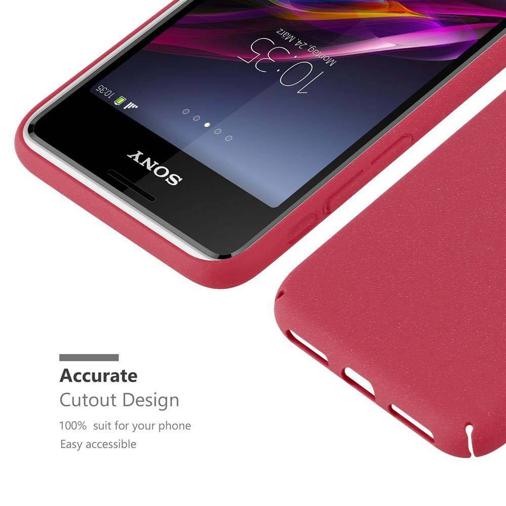 Cadorabo Schutzhülle für Sony Xperia E1 Hülle in Rot Etui Hard Case Handyhülle Cover