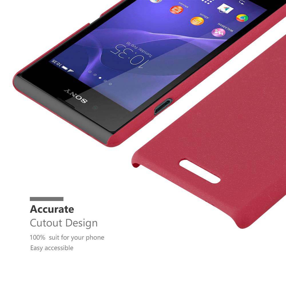 Cadorabo Schutzhülle für Sony Xperia E3 Hülle in Rot Etui Hard Case Handyhülle Cover